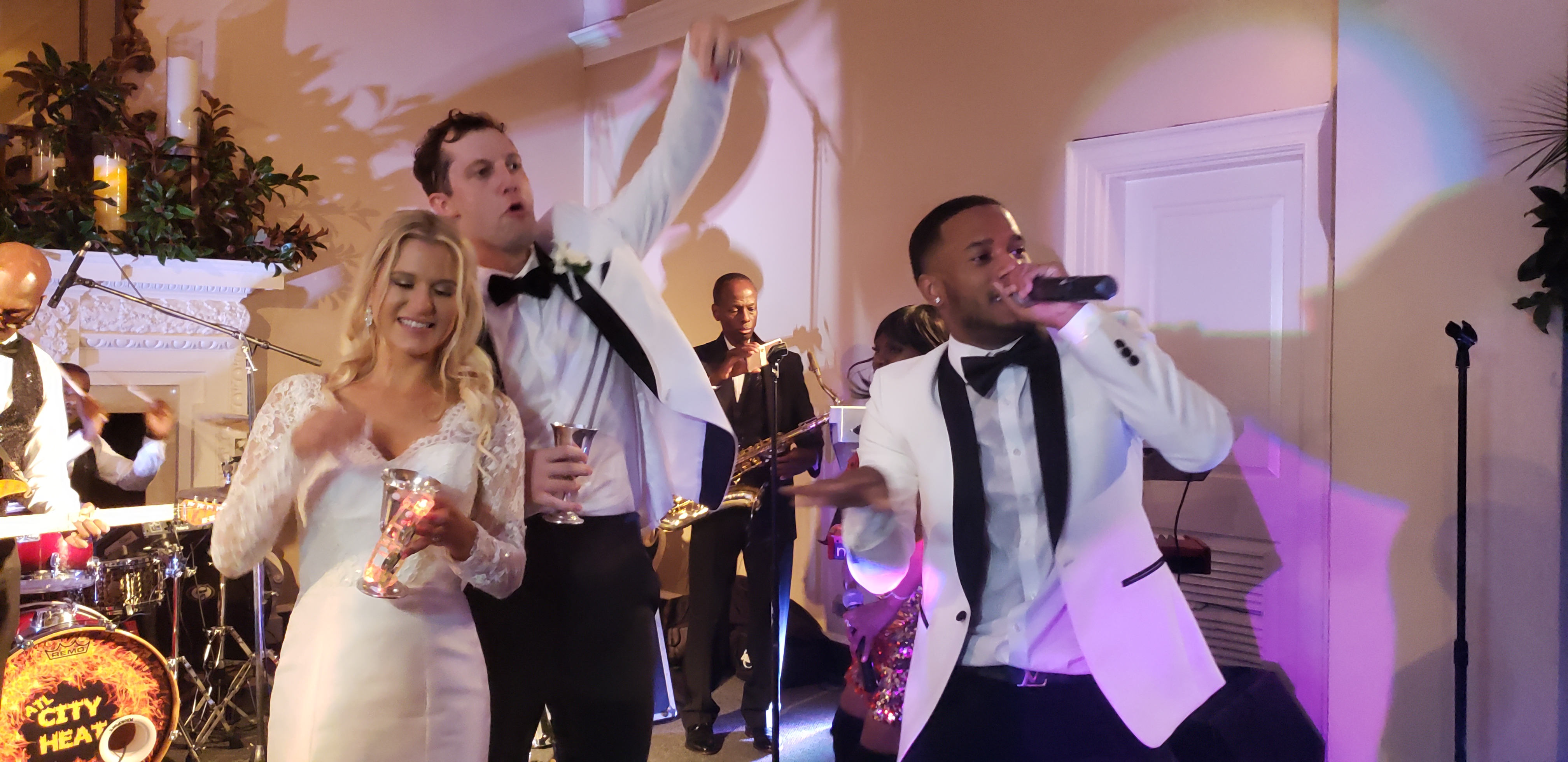City Heat performing with wedding guests